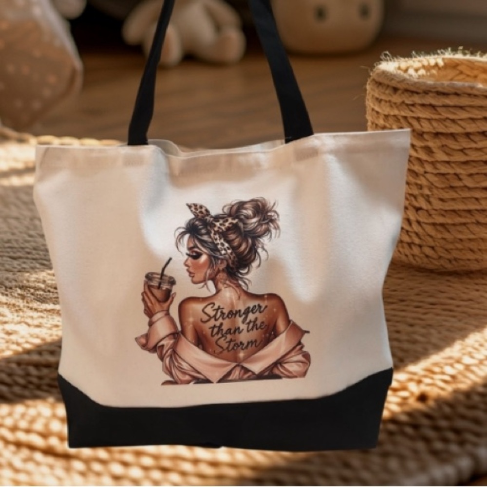 Stylish Black and White Tote Bag